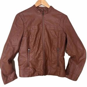 Bernardo faux leather scuba brown women's jacket